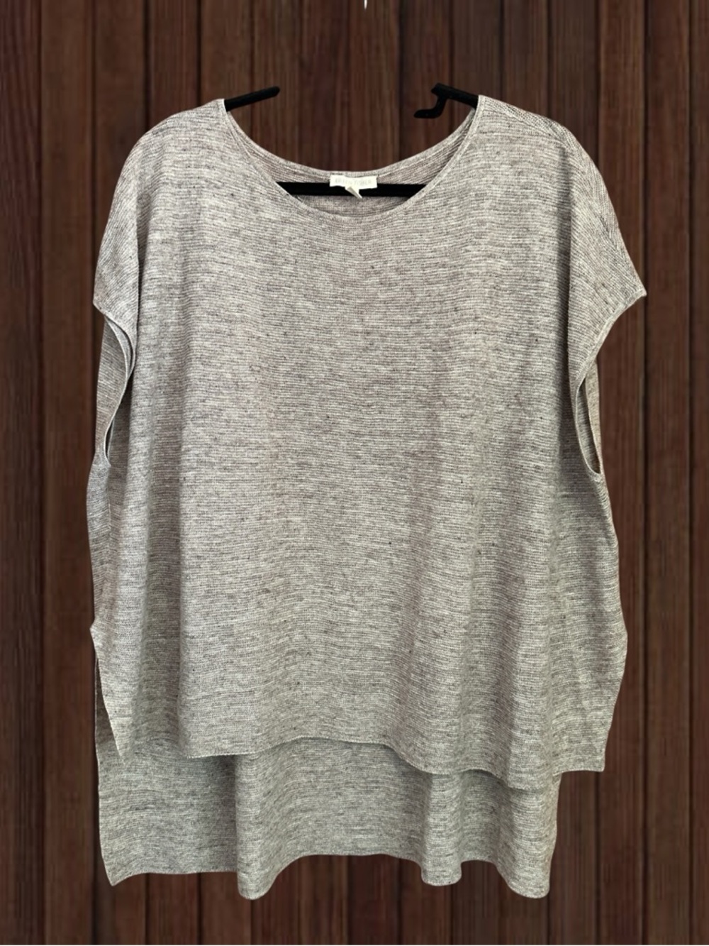 Eileen Fisher Heather Tan Layered Knit Top